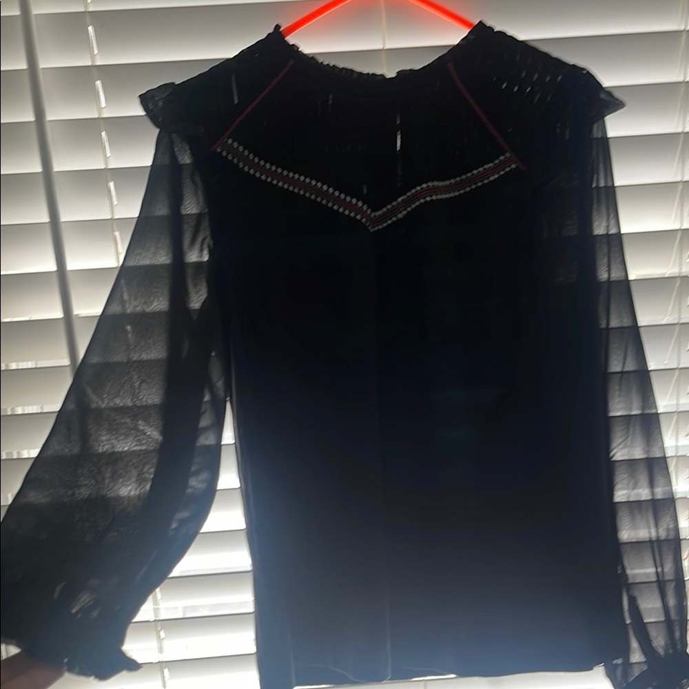 Fat Face Black Sheer Blouse